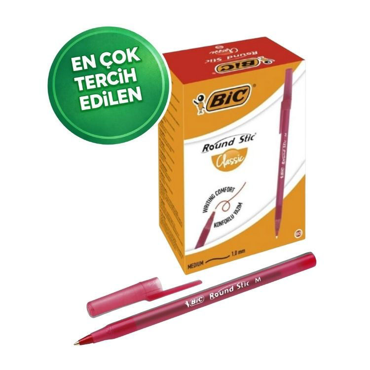 BIC Round Stick Kırmızı Tükenmez Kalem 1.0 mm