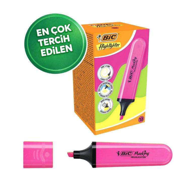 BIC Marking Flat Fosforlu Kalem Pembe