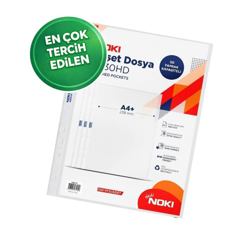 Noki 4830HD A4 Buzlu Şeffaf Poşet Dosya 1 Adet